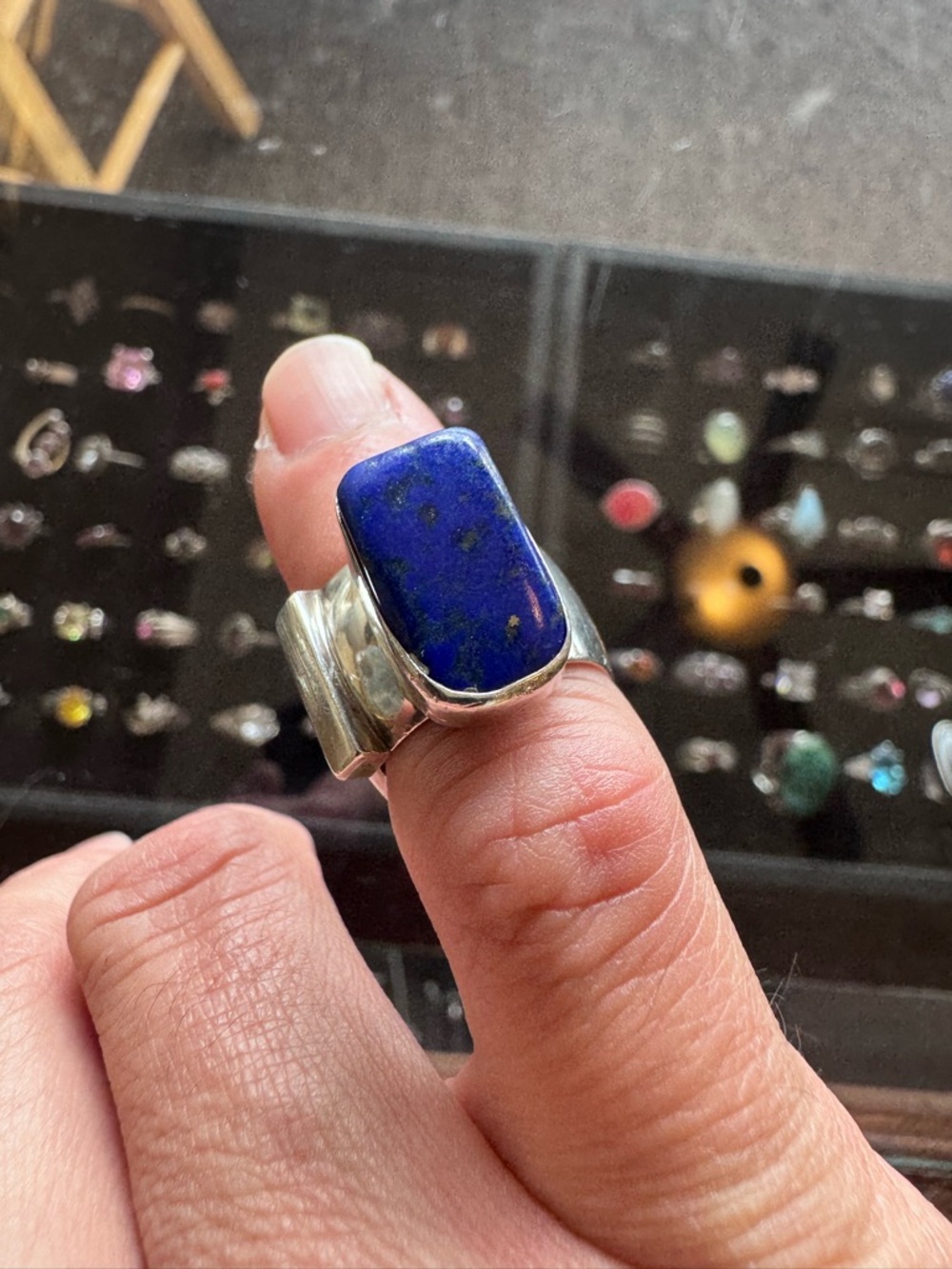 Lilly Barrack Bold Lapis Lazuli Sterling Ring - Deep Blue Statement